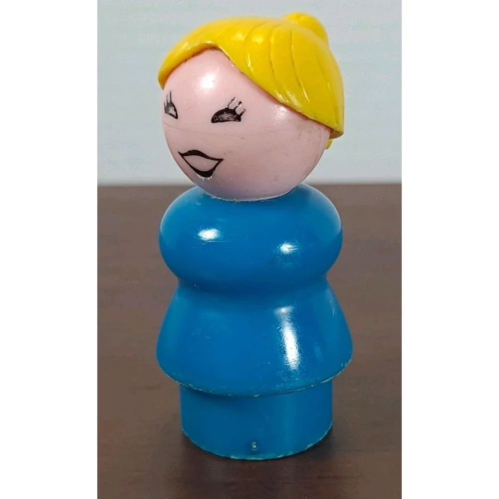 Fisher-Price Little People Vintage Women Blue Dress Blonde Hair‎